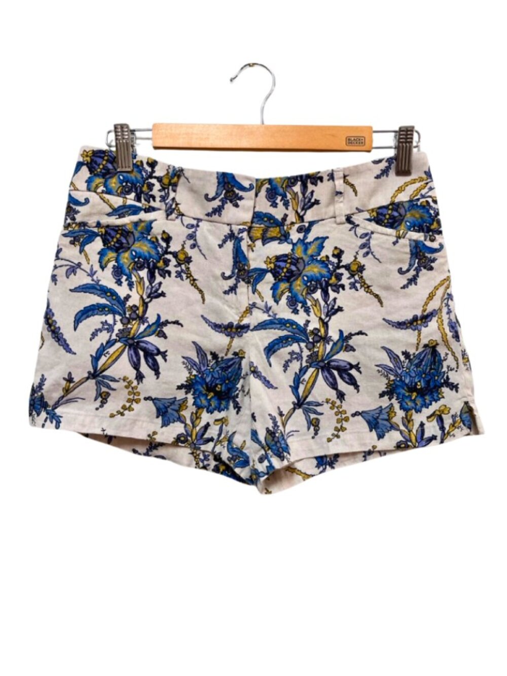 LOFT Shorts Blue Yellow Floral Chino Size 2
